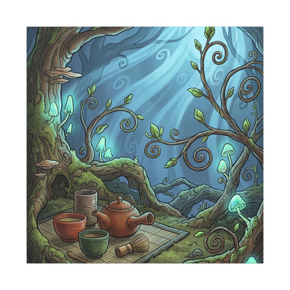 Spring Tea Ceremony Forest Whimsy Canvas Art | Cozy Decor