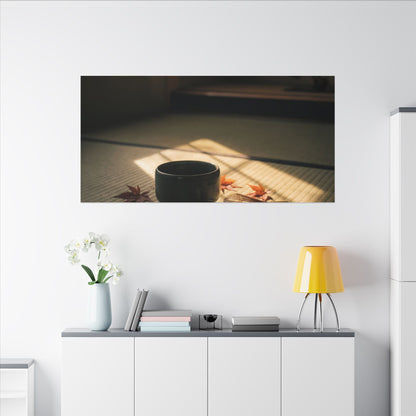 Dark Japandi Tea Ceremony in Golden Hour | Moody Minimal Canvas Art