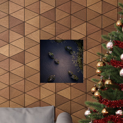 Rock Garden Shadow Zen Wall Art Print | Atmospheric Dark Japandi Art