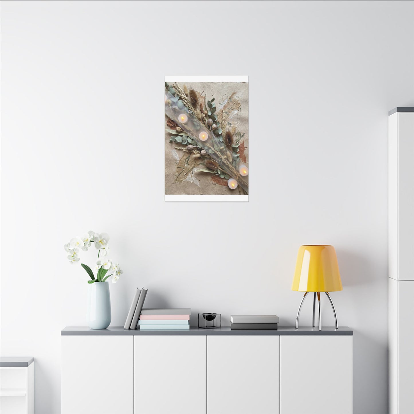 Candlelight Dried Flowers Canvas Art - Japandi Kanso
