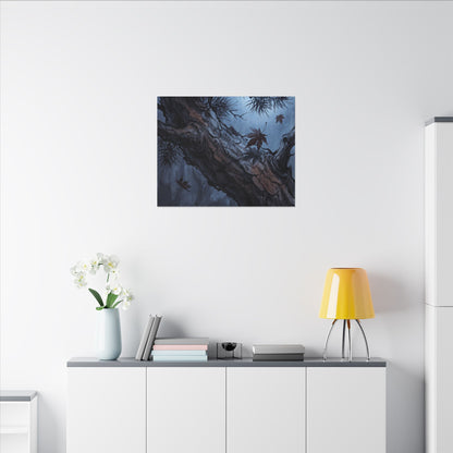 Atmospheric Pine Tree Canvas Art - Shadow Zen Dark Japandi