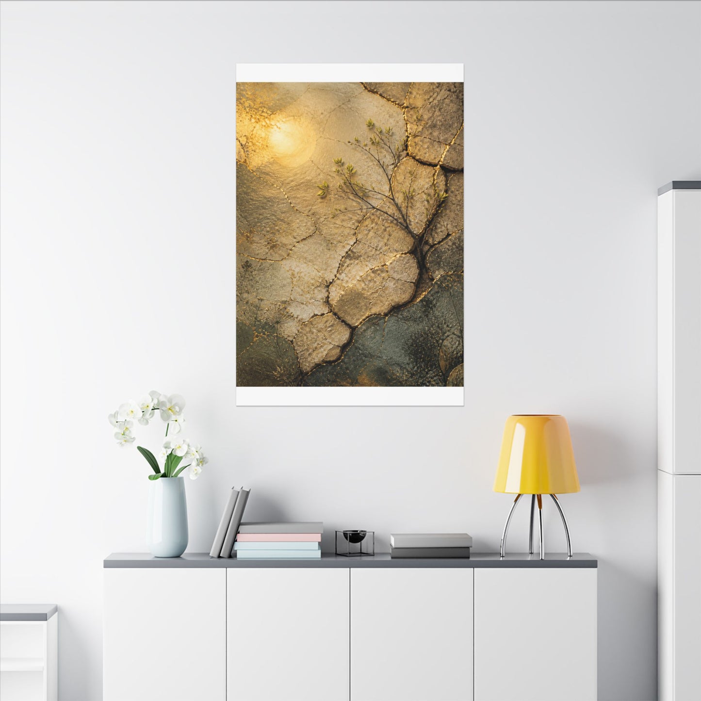 Cracked Earth Spring Canvas Art | Japandi Warm Design