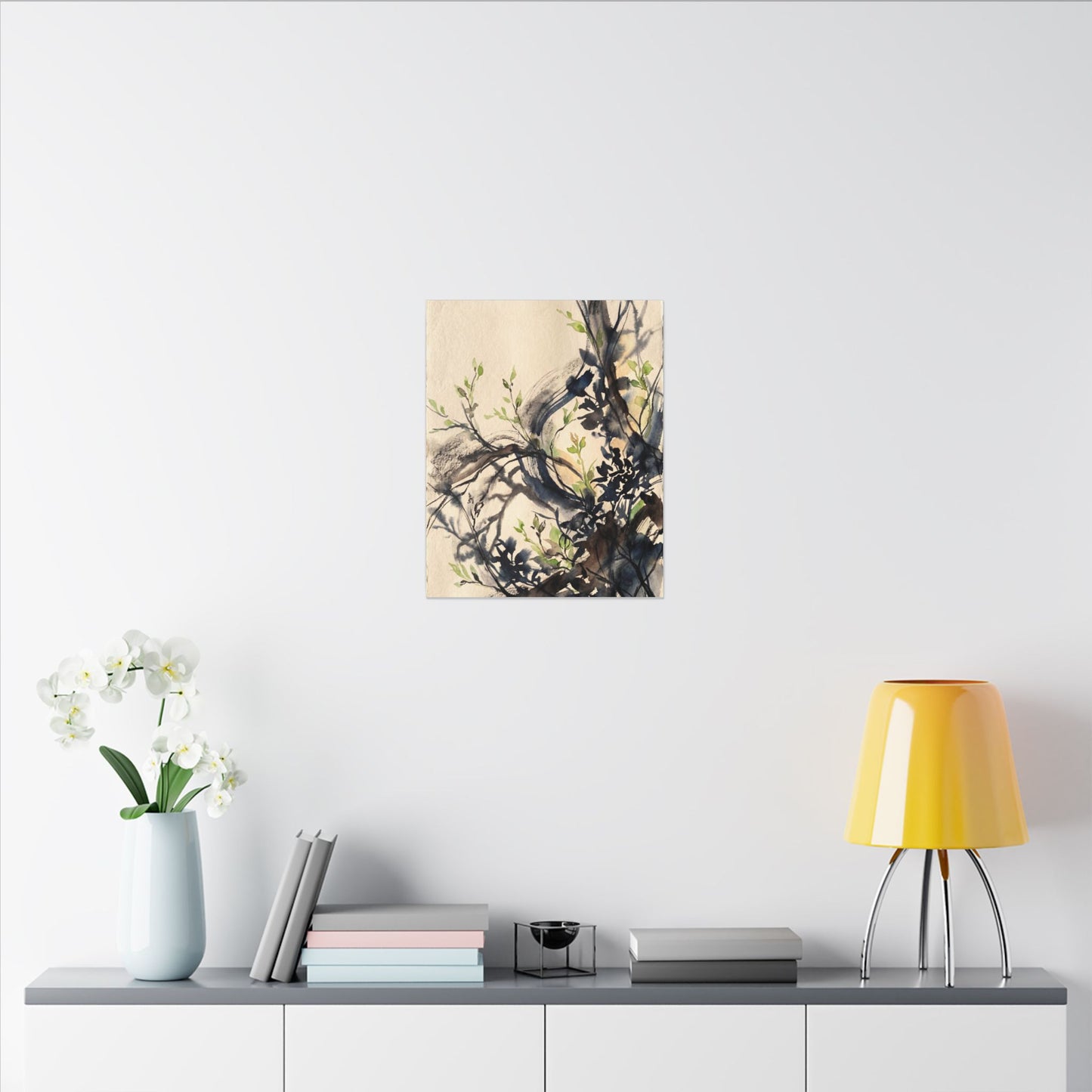 Ma Shadow Play Canvas Art - Dark Japandi Charcoal Ink