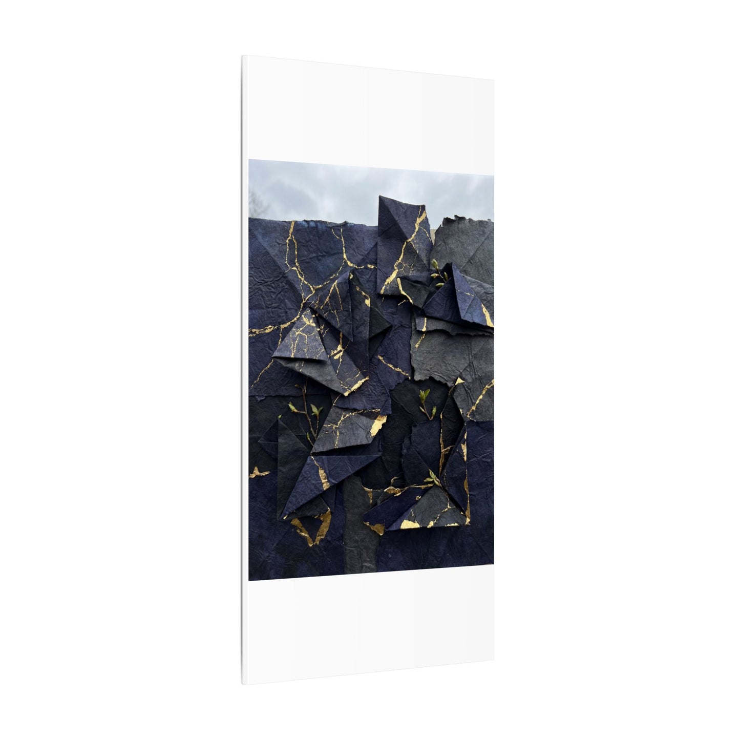 Beautiful Paper Fold Canvas Art - Crackle Gold Kintsugi