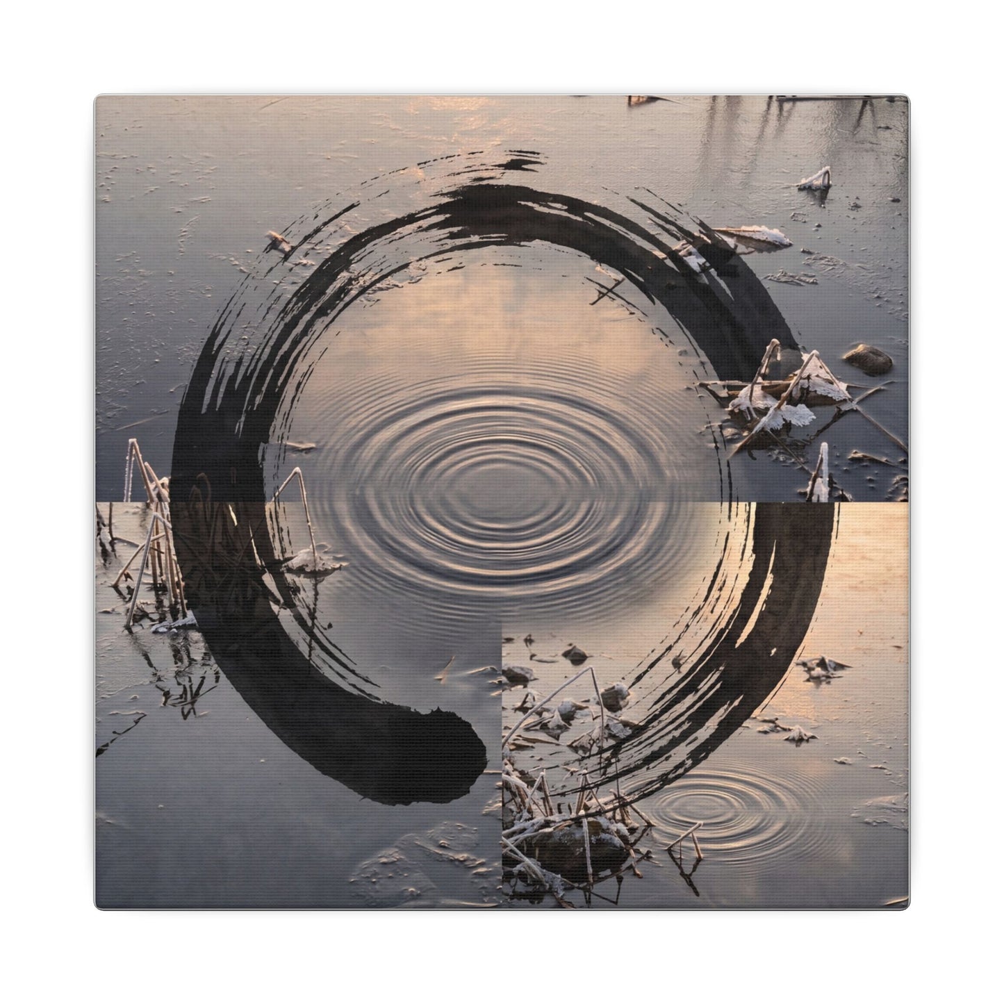 Winter Water Ripple Enso Canvas Art | Tranquil Decor