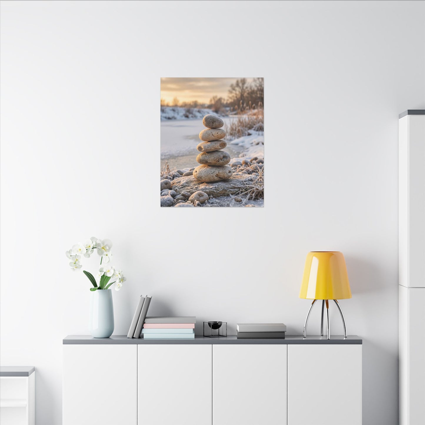 Ma River Stones Canvas Art - Japandi Japanese Pattern