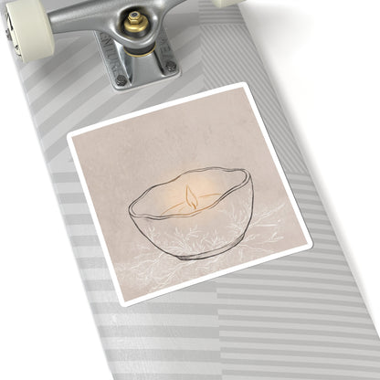 Ma Ceramic Bowl Sticker - Japandi Minimal Line Art Print