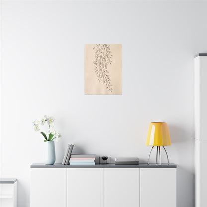 Japandi Wisteria in Golden Hour | Minimal Line Canvas Art