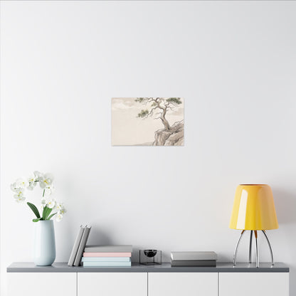Japandi Pine Tree in Dappled | Minimal Line Canvas Art