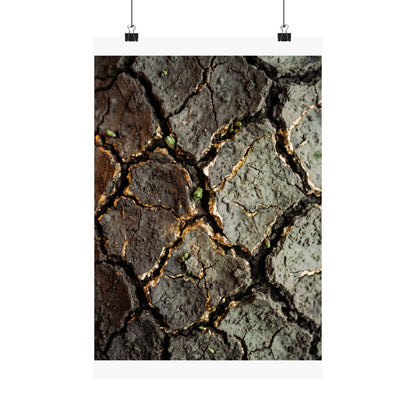 Cracked Earth Japanese Pattern Wall Art Print | Elegant Japandi Art