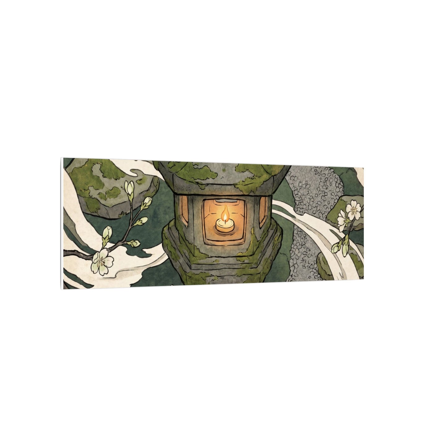 Zen Stone Lantern in Candlelight | Ukiyo E Inspired Canvas Art