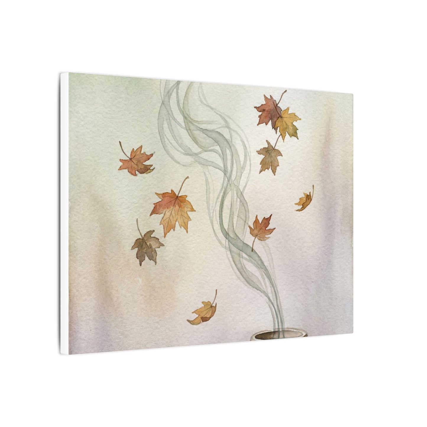 Incense Smoke Canvas Art | Autumn Japandi Watercolor Art