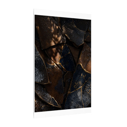 Fukinsei Broken Pottery Canvas Art - Dark Japandi Dark Texture