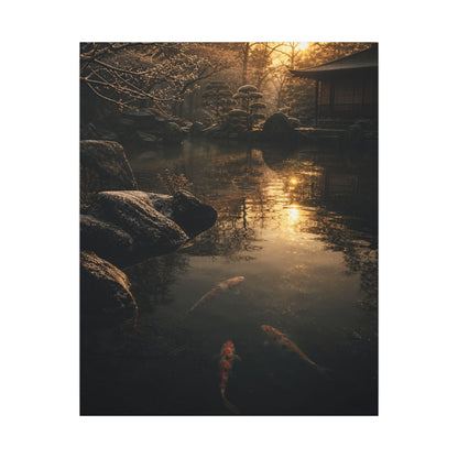 Winter Koi Pond Shadow Zen Canvas Art | Bold Decor