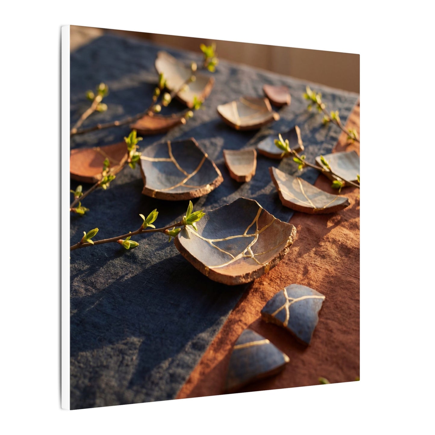 Spring Broken Pottery Gold Vein Canvas Art | Philosophical Decor