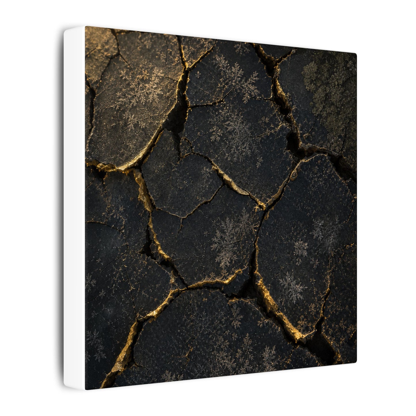 Cracked Earth Canvas Art | Winter Dark Japandi Shadow Zen Art