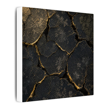 Cracked Earth Canvas Art | Winter Dark Japandi Shadow Zen Art