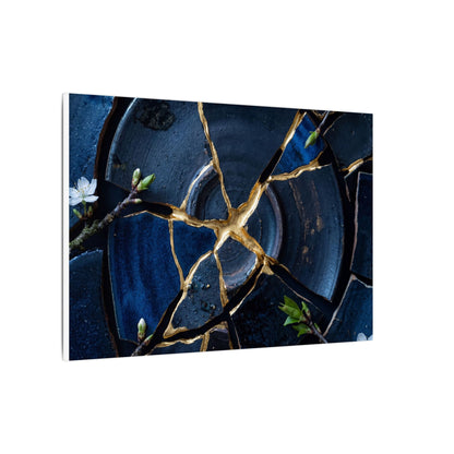 Moonlight Broken Pottery Canvas Art - Kintsugi Fukinsei