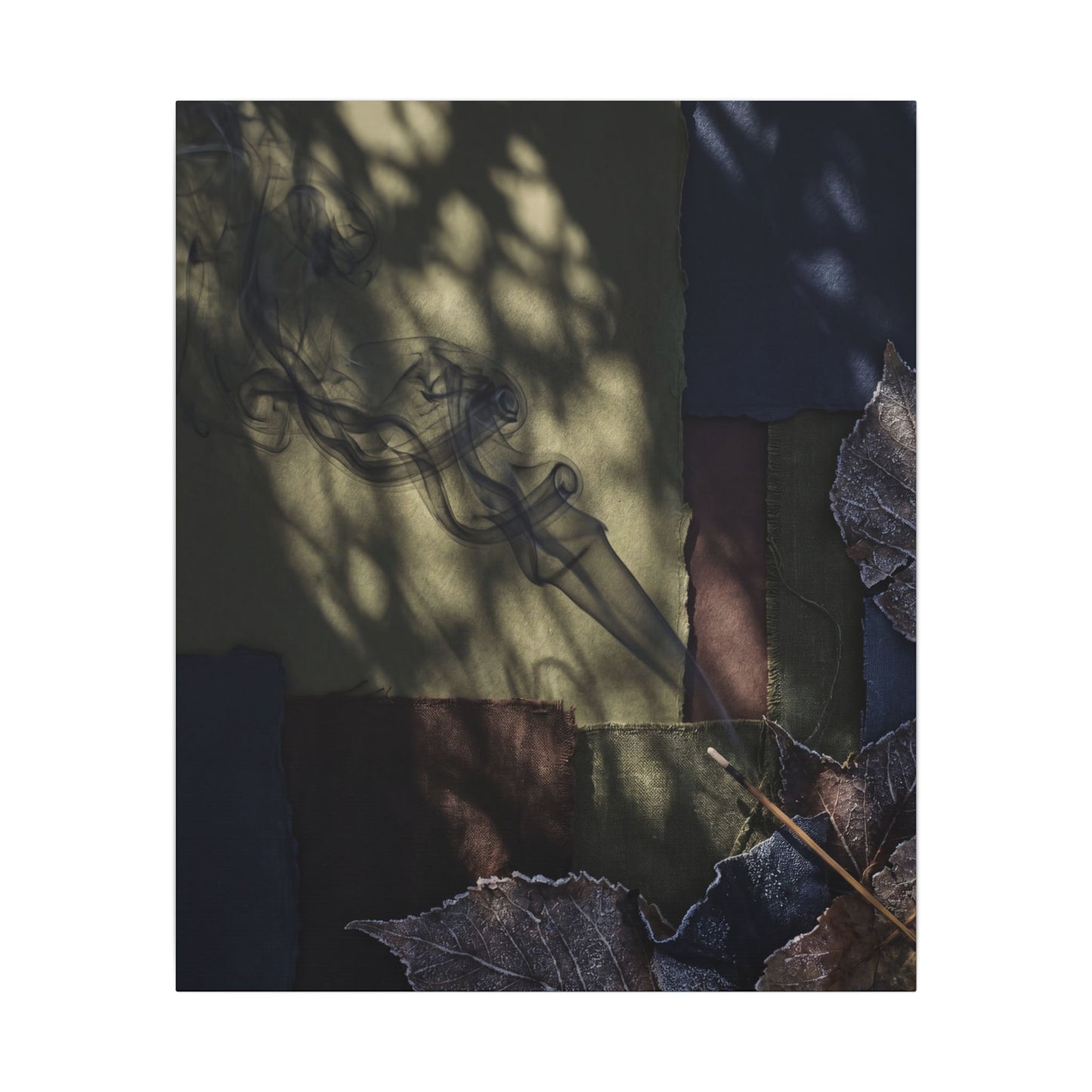 Ma Incense Smoke Canvas Art - Dark Japandi Dark Texture