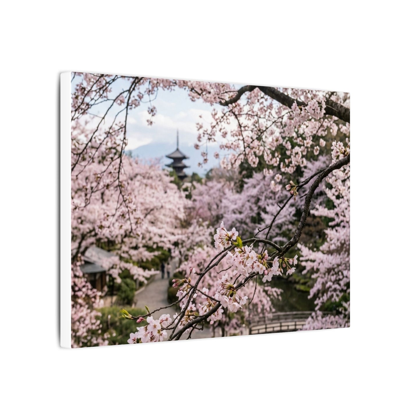Cherry Blossom Winter Canvas Art | Dark Japandi Luxurious Design