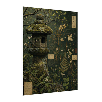 Spring Stone Lantern Herbarium Canvas Art | Nostalgic Decor