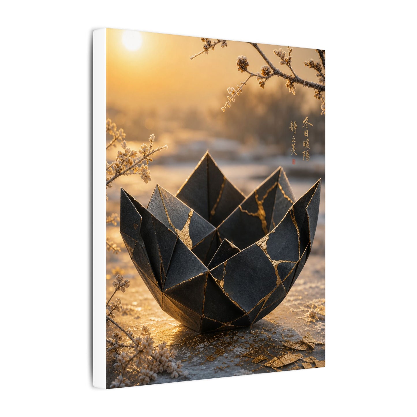 Kintsugi Paper Fold in Golden Hour | Gold Repair Canvas Art