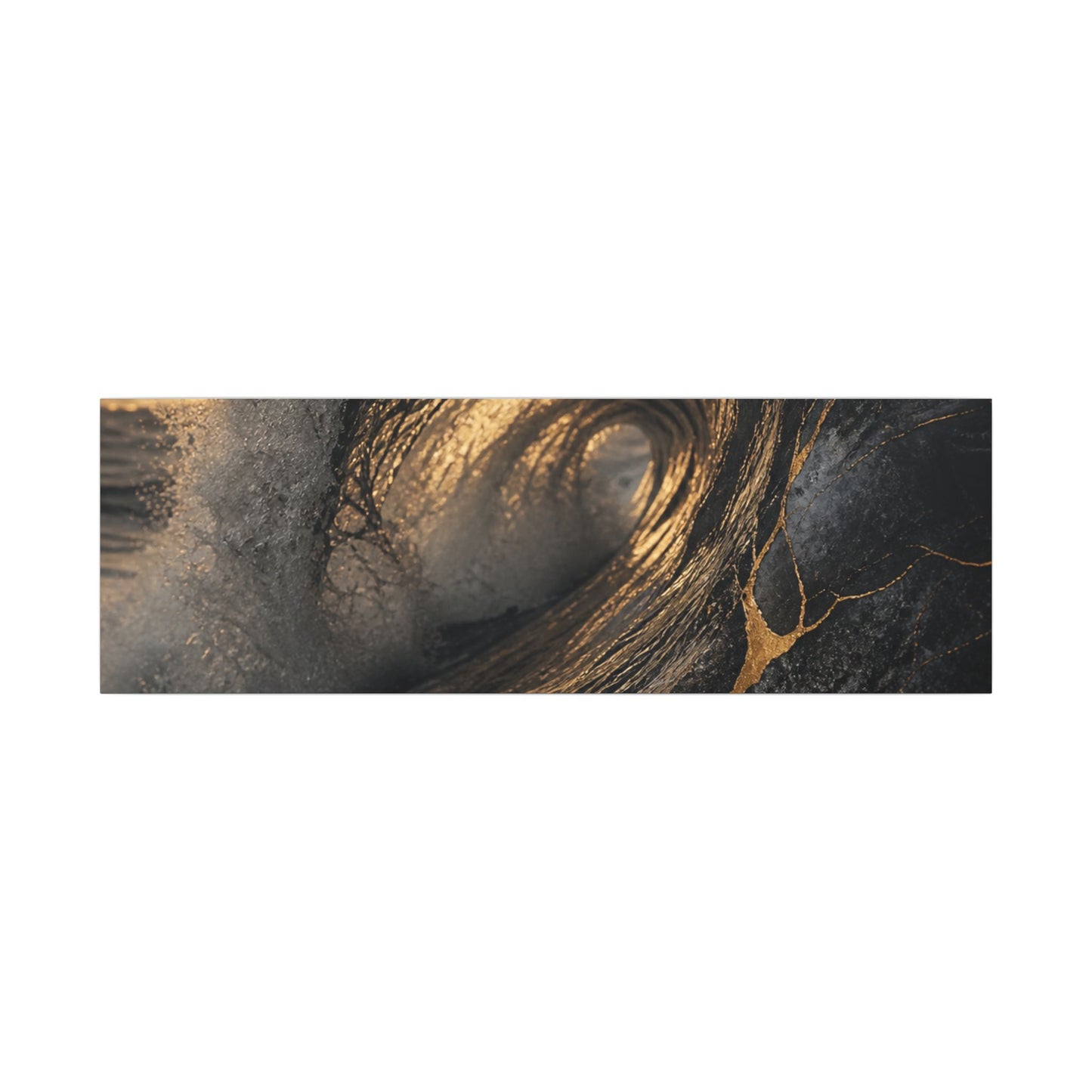 Kanso Ocean Wave Canvas Art - Kintsugi Gold Vein