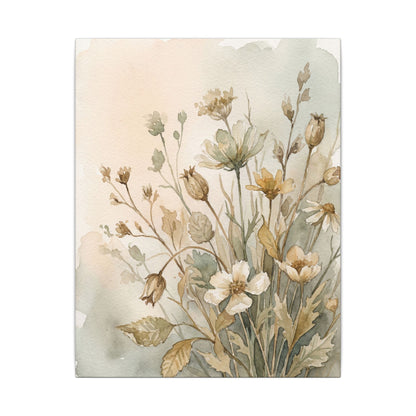 Summer Dried Flowers Watercolor Canvas Art | Elegant Decor