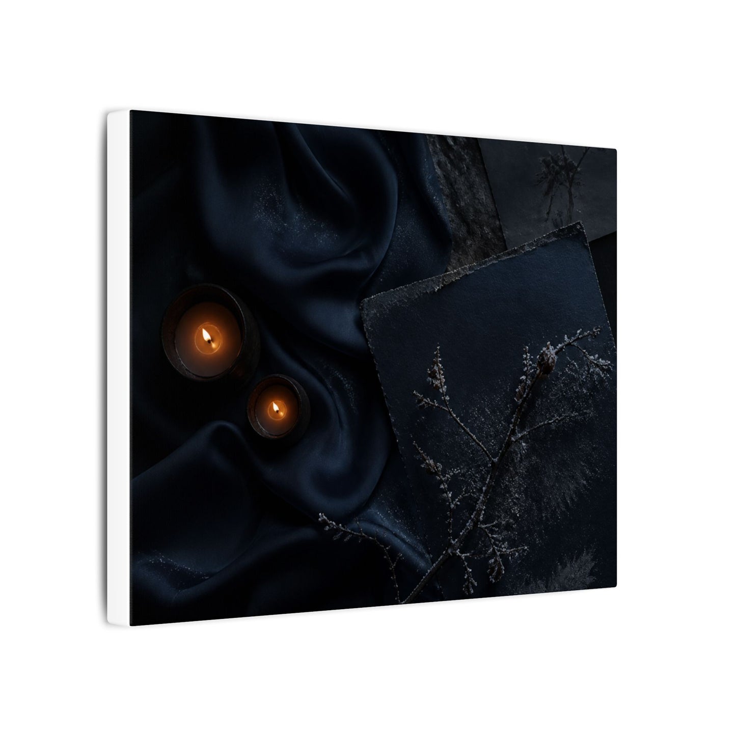 Candlelight Silk Drape Canvas Art - Dark Japandi Kanso