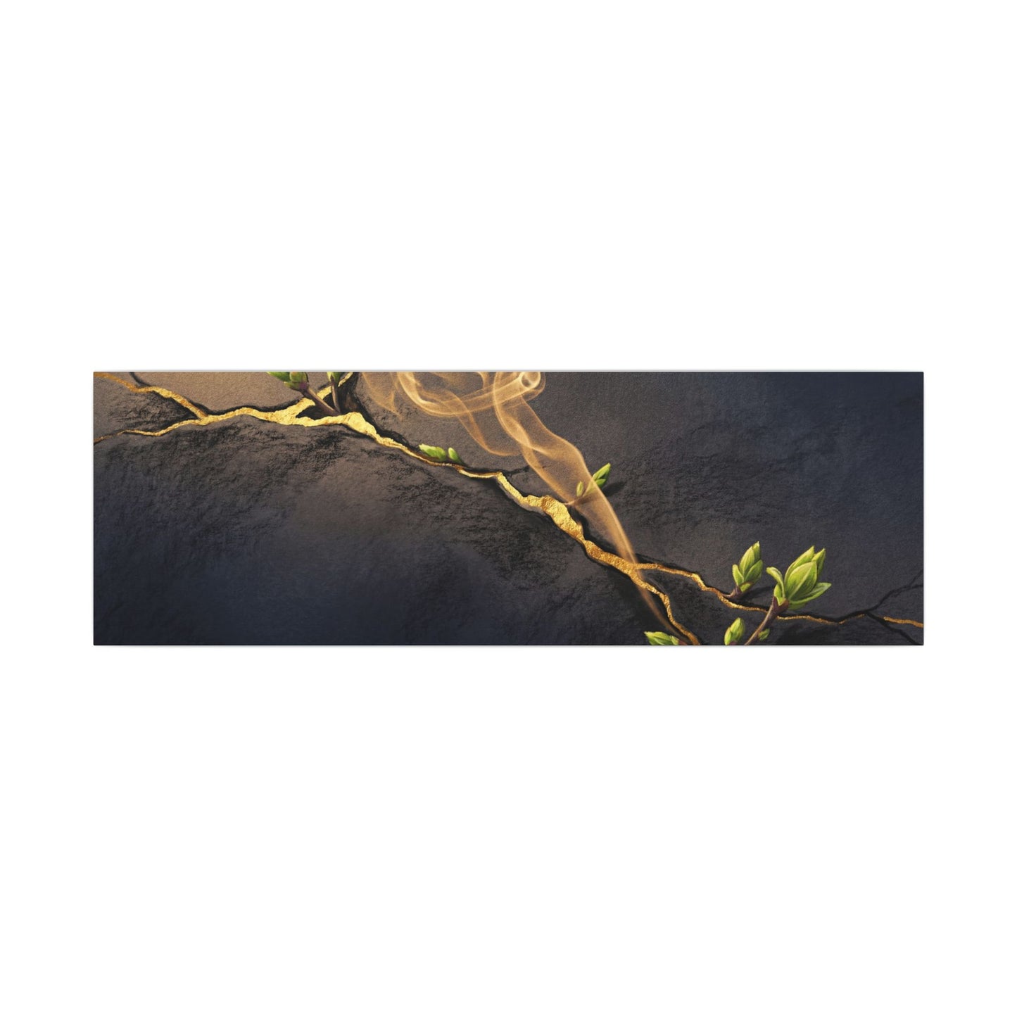 Spring Incense Smoke Gold Vein Canvas Art | Healing Decor