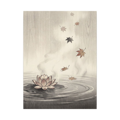 Lotus Flower Canvas Art | Autumn Zen Ukiyo E Inspired Art