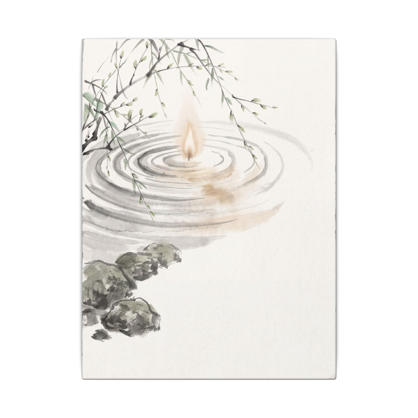 Water Ripple Sumi E Canvas Art | Tranquil Zen Art