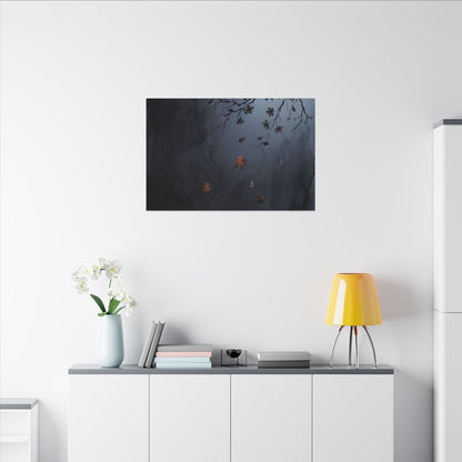 Autumn Cherry Blossom Charcoal Ink Canvas Art | Atmospheric Decor