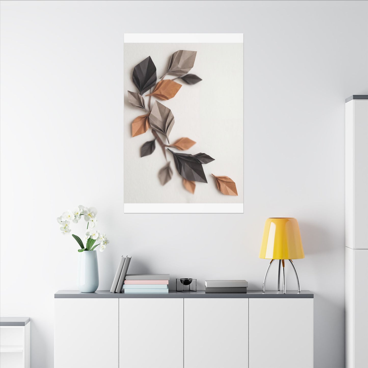 Paper Fold Autumn Canvas Art | Japandi Earthy Design