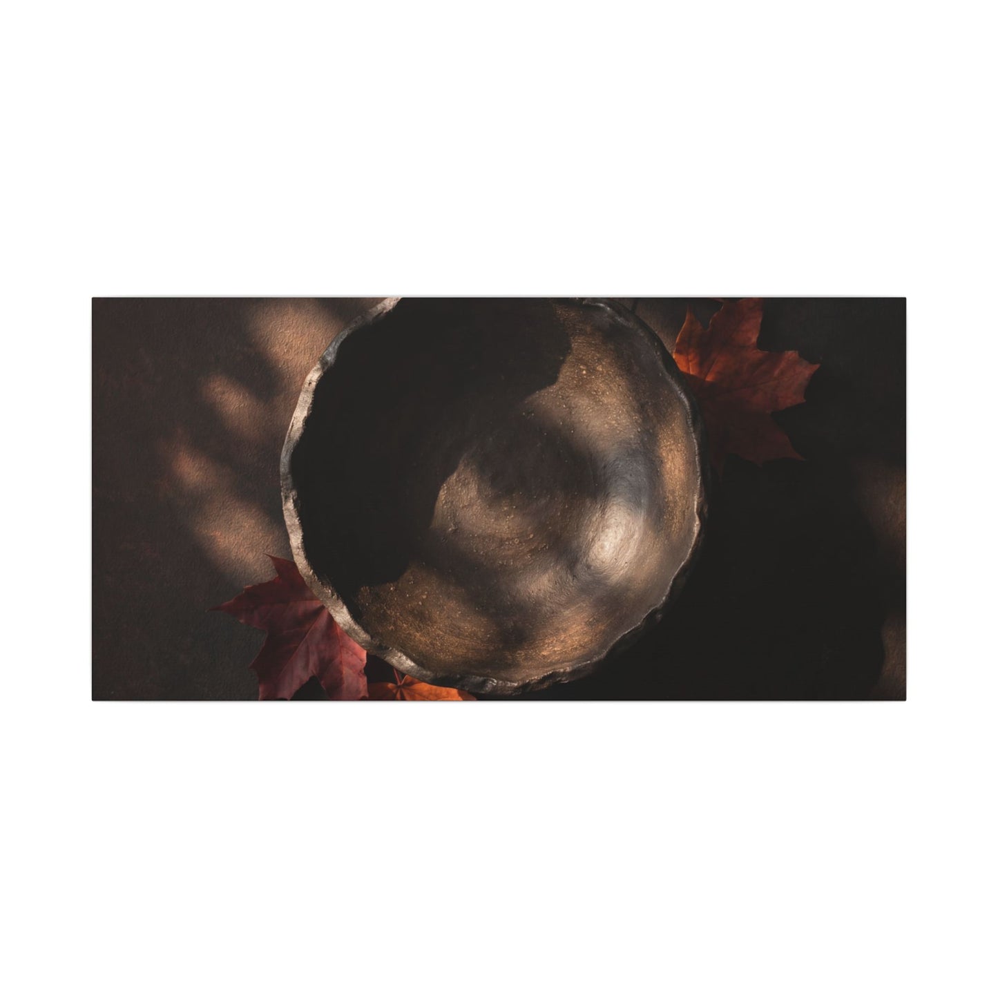 Ceramic Bowl Canvas Art | Autumn Dark Japandi Dark Texture Art