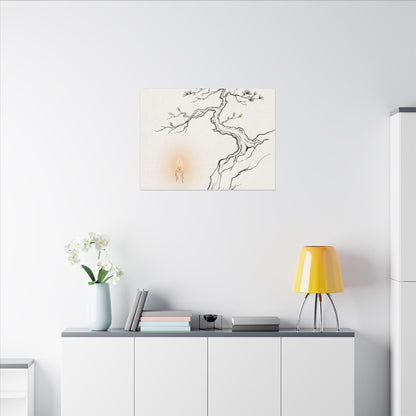 Candlelight Pine Tree Canvas Art - Japandi Shibui