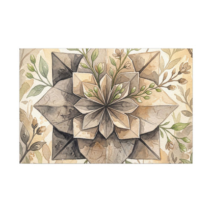 Warm Paper Fold Canvas Art - Watercolor Japandi Art Print