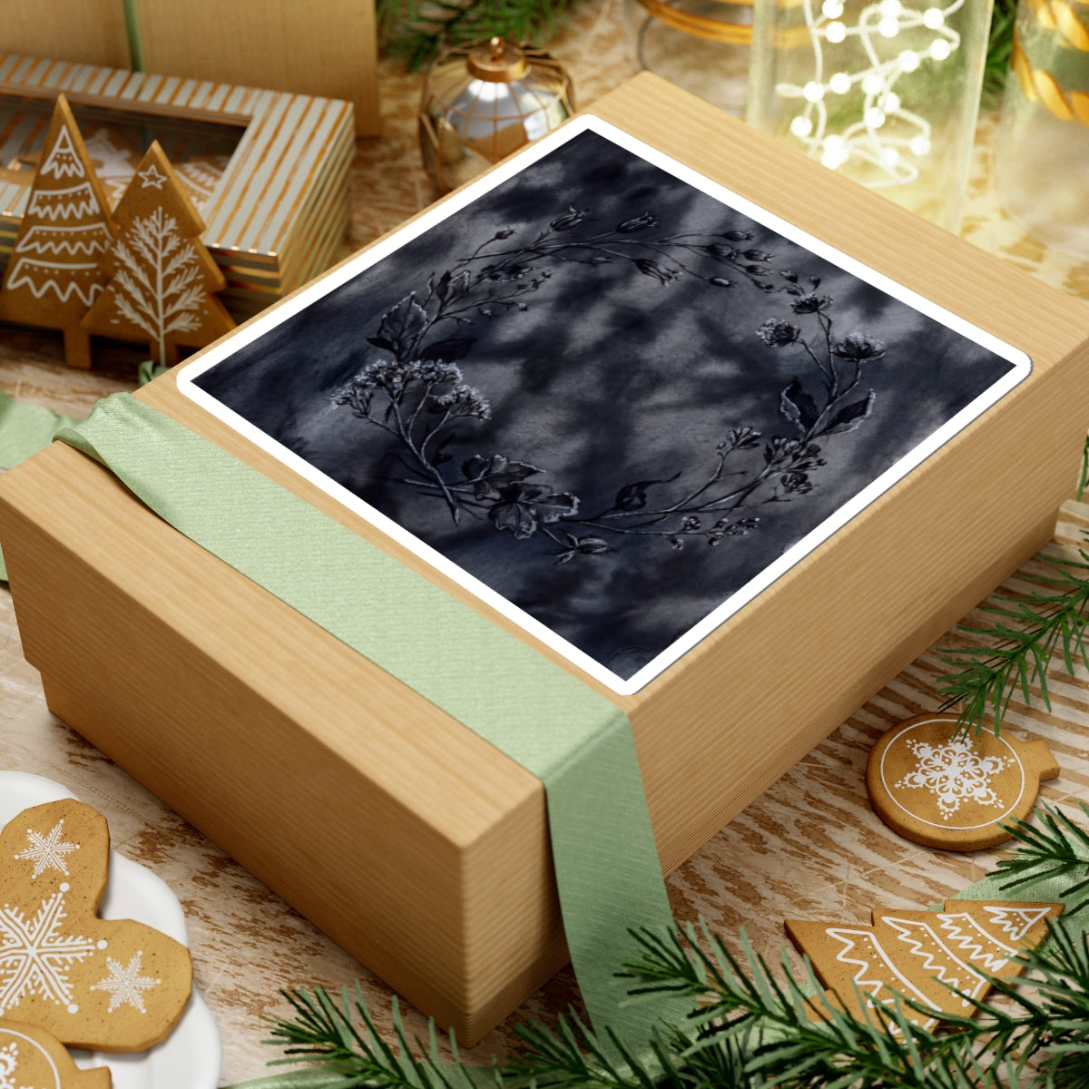 Winter Dried Flowers Shadow Zen Sticker | Moody Decor Art Print