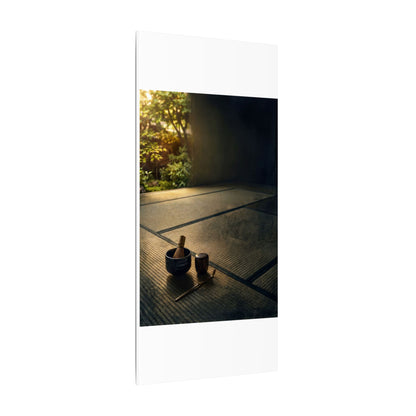 Dark Japandi Tea Ceremony in Golden Hour | Dark Texture Canvas Art