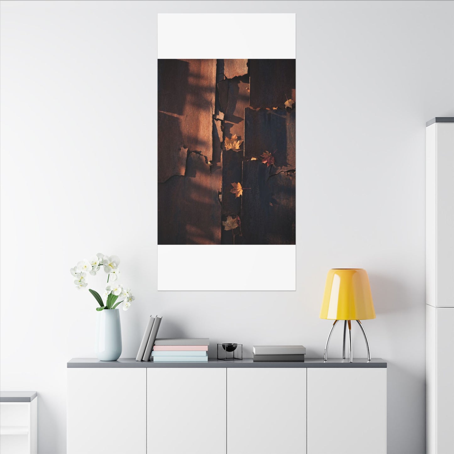 Seijaku Rust Patina Canvas Art - Dark Japandi Shadow Zen