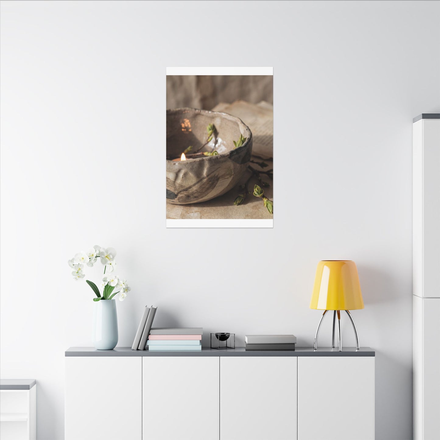 Candlelight Ceramic Bowl Canvas Art - Japandi Ma
