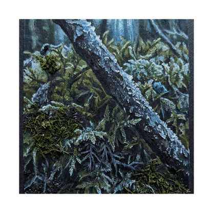 Moonlight Moss Close Up Wall Art Print - Dark Japandi Kanso