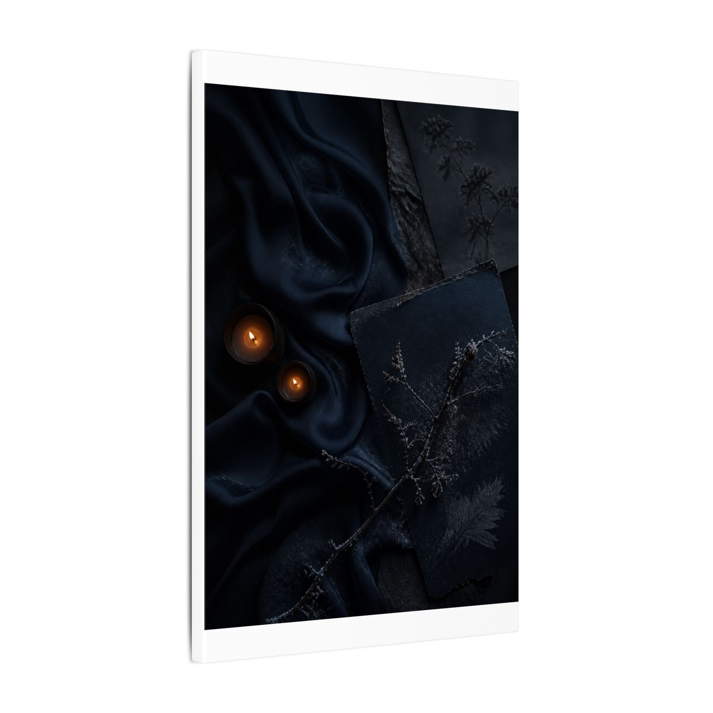 Candlelight Silk Drape Canvas Art - Dark Japandi Kanso