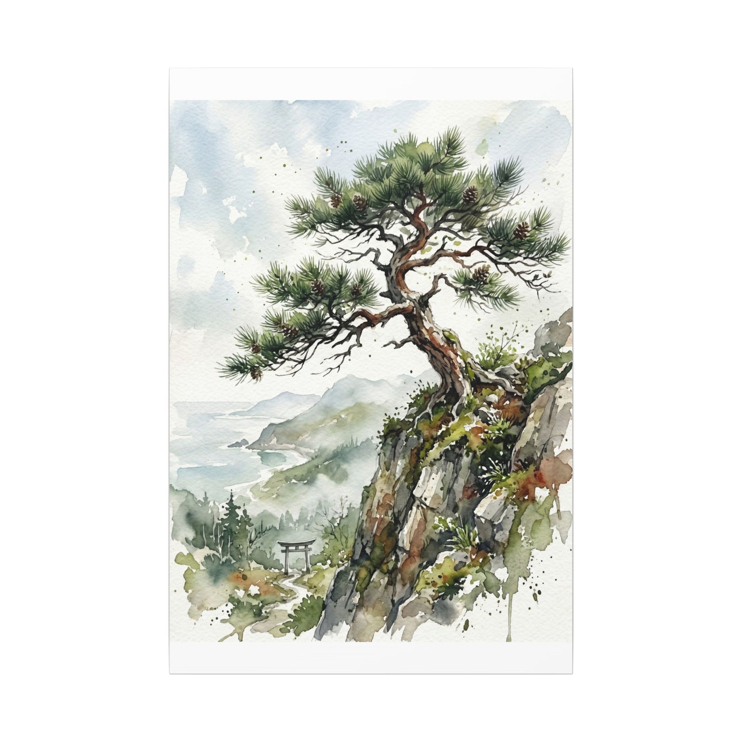 Pine Tree Spring Canvas Art | Japandi Neutral Design
