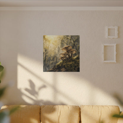 Wild Mushrooms Canvas Art | Spring Japandi Watercolor Art