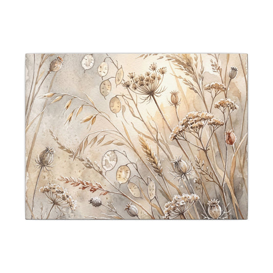 Winter Dried Flowers Watercolor Canvas Art | Warm Decor
