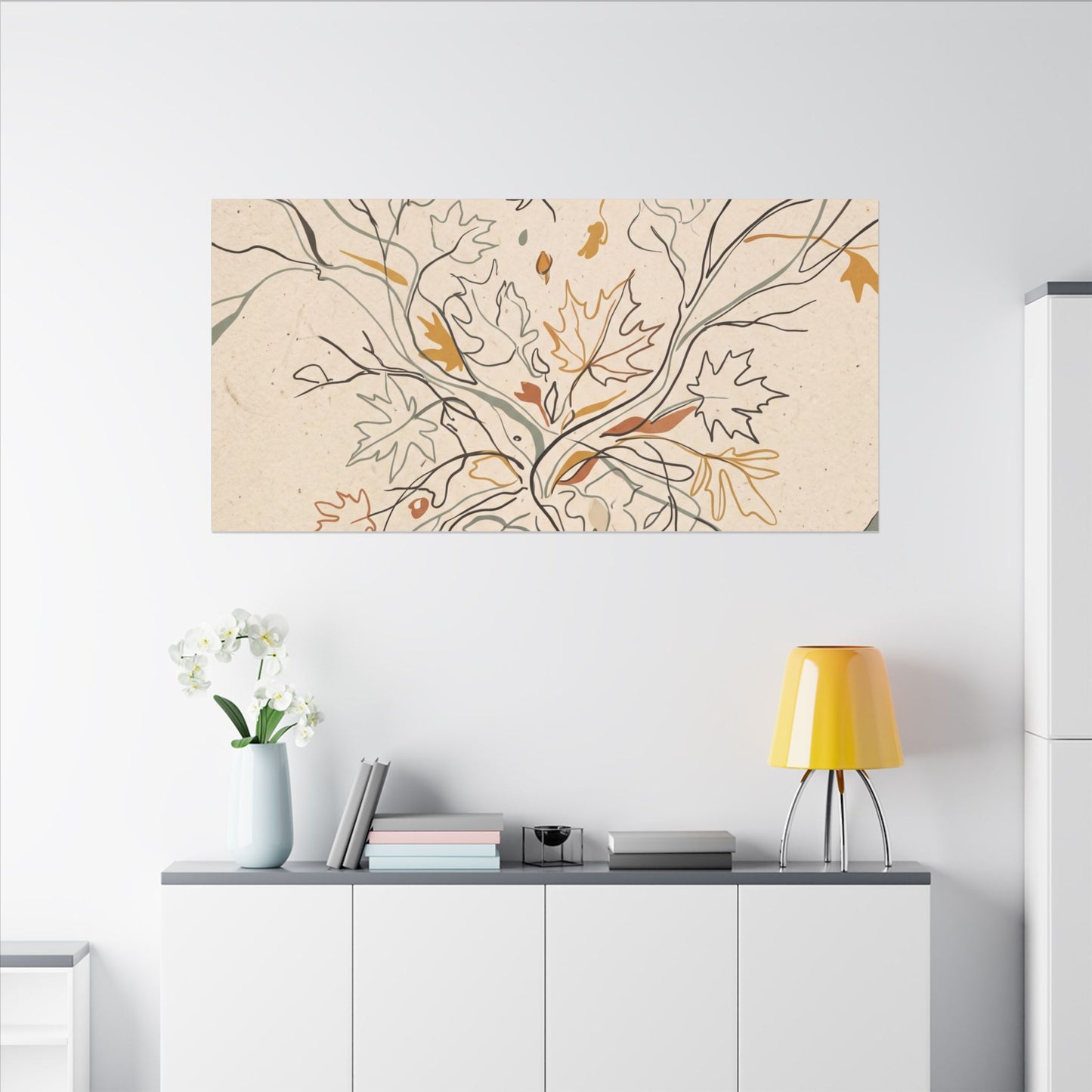 Warm Shadow Play Canvas Art - Minimal Line Japandi
