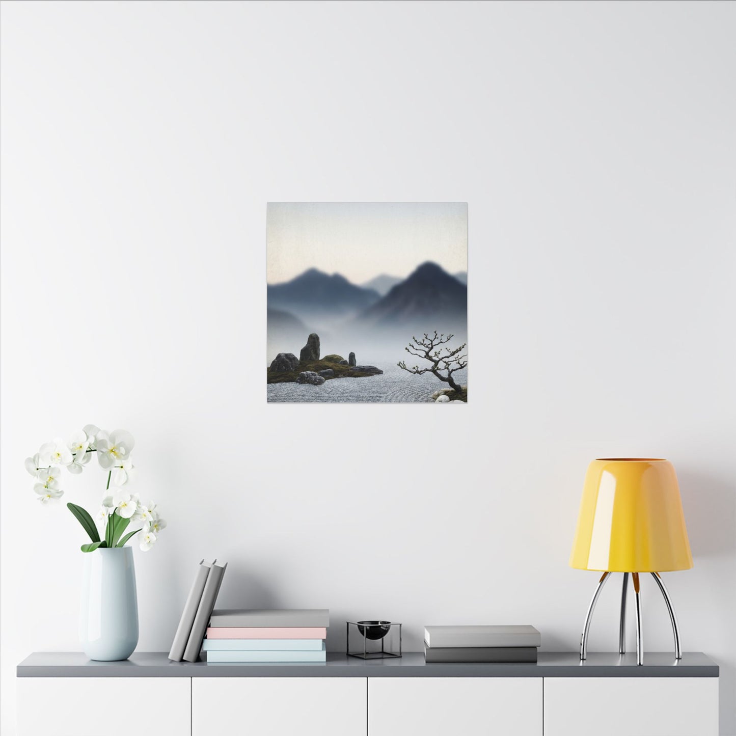Mountain Mist Karesansui Canvas Art | Contemplative Zen Art