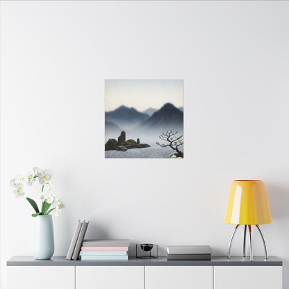 Mountain Mist Karesansui Canvas Art | Contemplative Zen Art