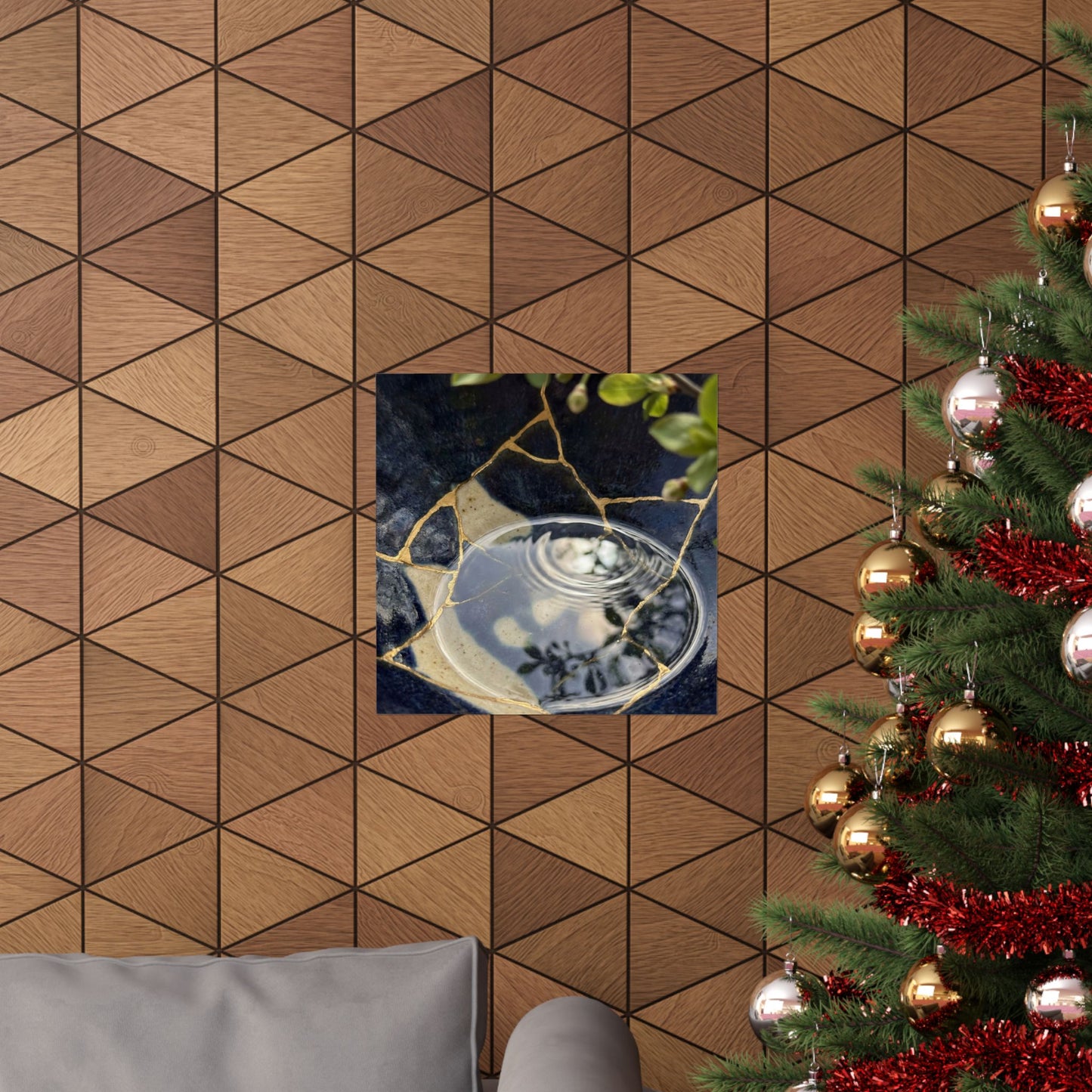 Seijaku Water Ripple Wall Art Print - Kintsugi Gold Repair